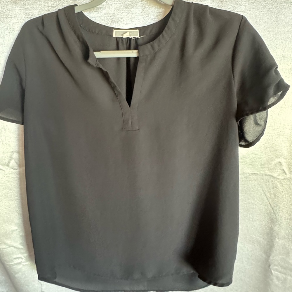 Pleione Black Blouse Elegant Top